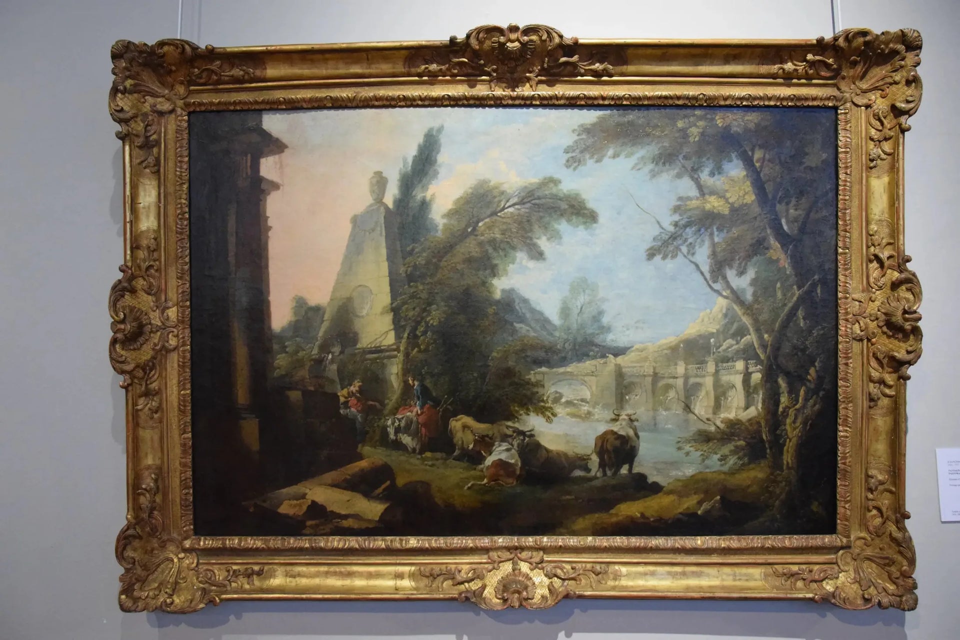 Paysage pastoral avec obélisque - François Boucher image 1 reproduction artisanale de tableau