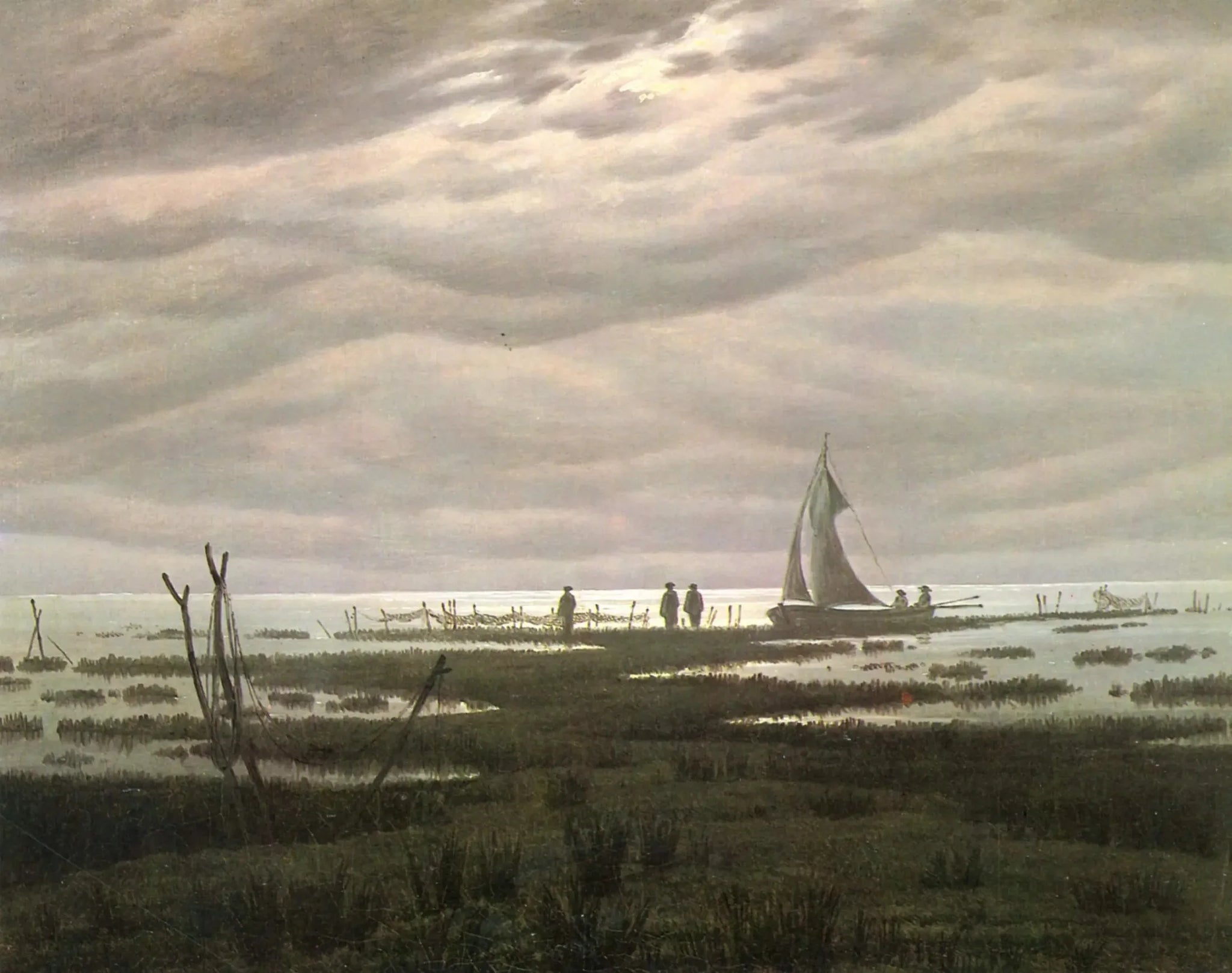 Paysage plat dans la baie de Greifswald - Caspar David Friedrich image 1 reproduction de peinture à l’huile