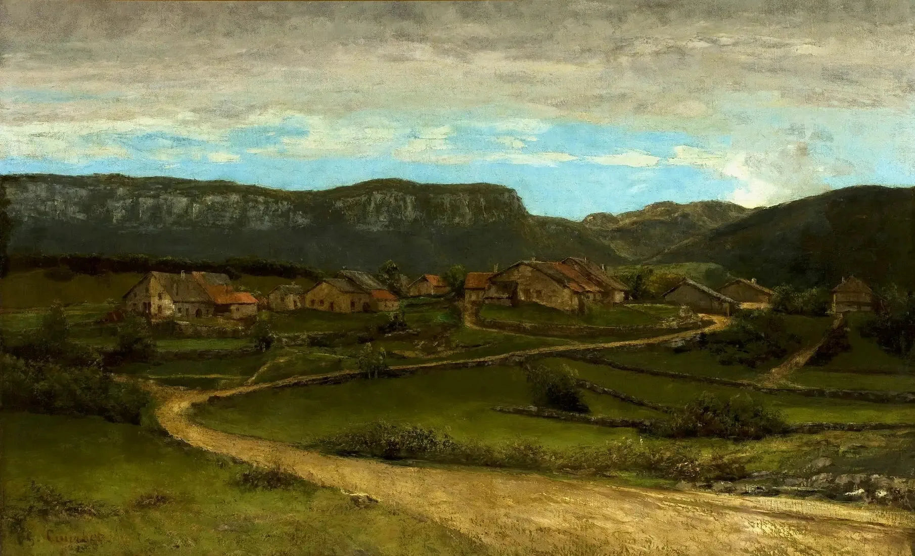 Paysage près d'Ornans. - Gustave Courbet image 1 reproduction de peinture à l’huile