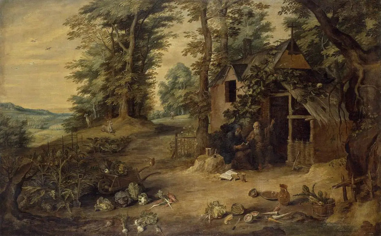 Paysage (Rencontre de saint Antoine et de saint Paul) - David Teniers le Jeune image 1 reproduction de peinture à l’huile