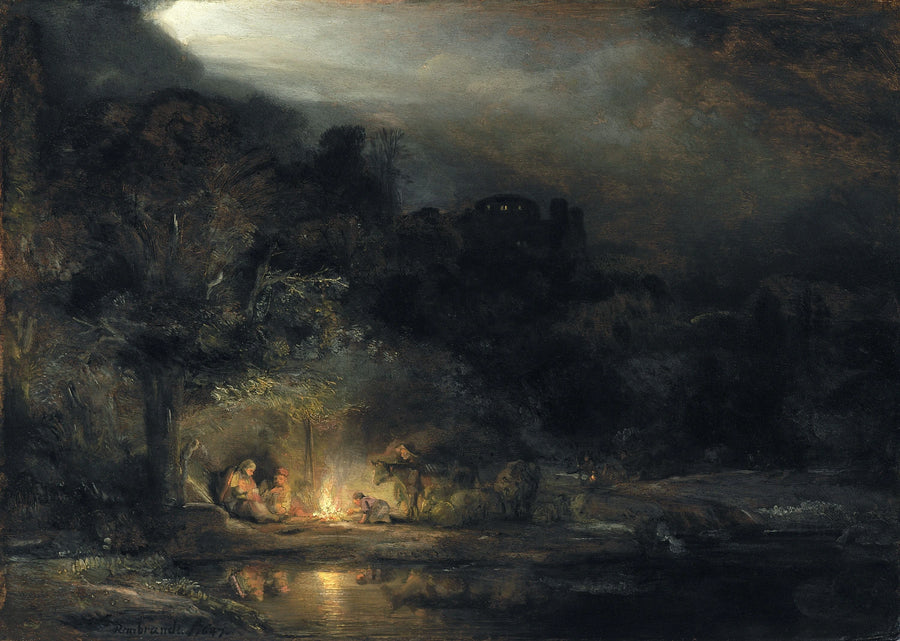 Paysage avec le repos pendant la fuite en Égypte – Rembrandt