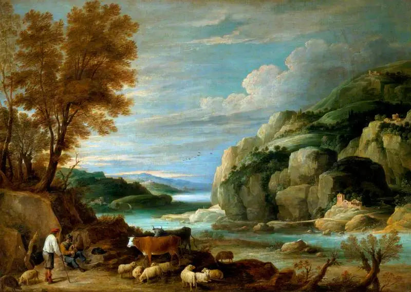 Paysage rocheux avec personnages - David Teniers le Jeune image 1 tableau peint à l’huile sur toile