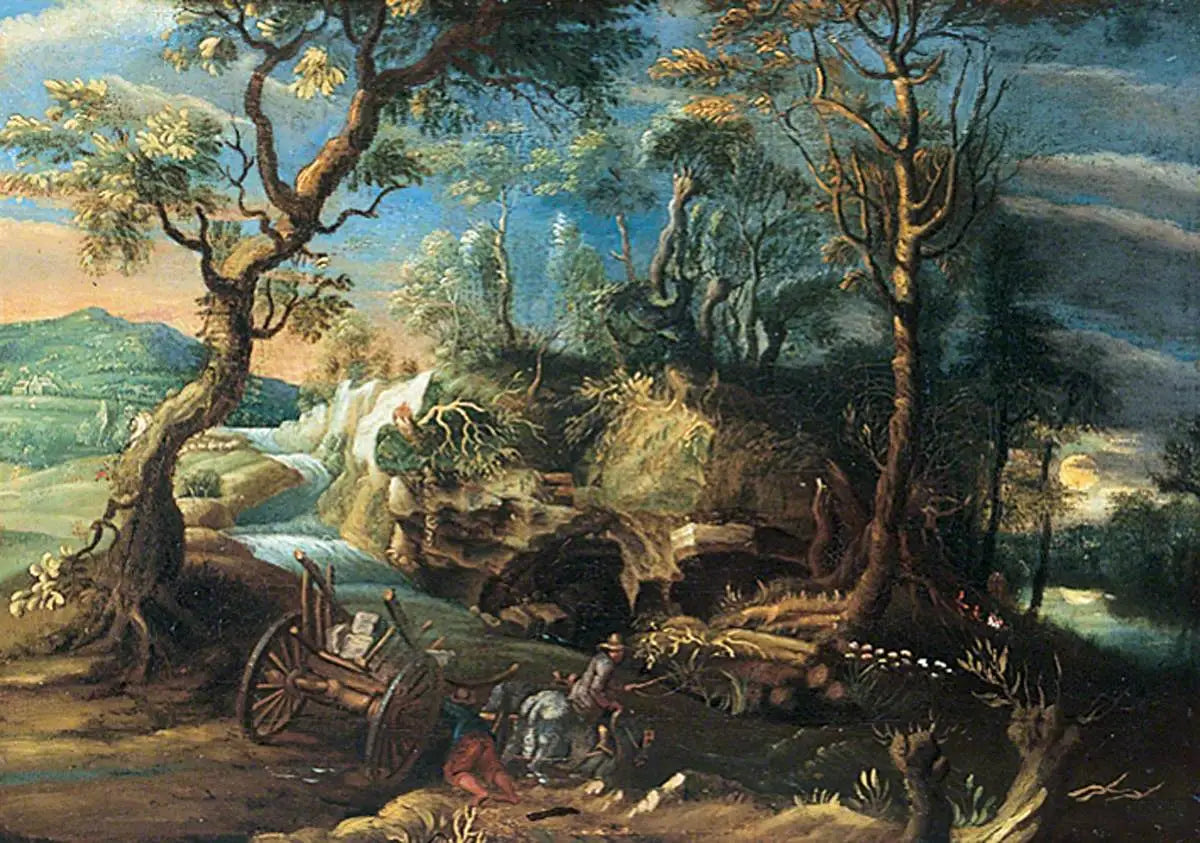 Paysage rocheux avec personnages - Peter Paul Rubens image 1 copie peinte à la main à l’huile