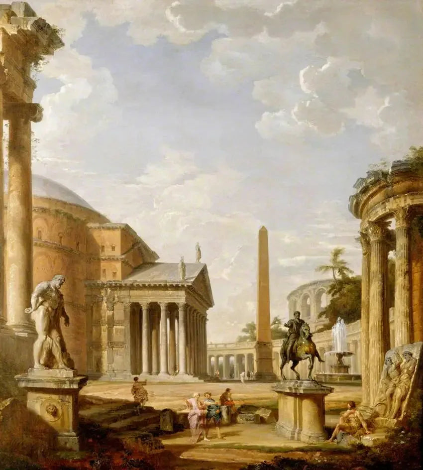 Paysage romain avec le Panthéon - Giovanni Paolo Panini image 1 tableau peint à l’huile sur toile