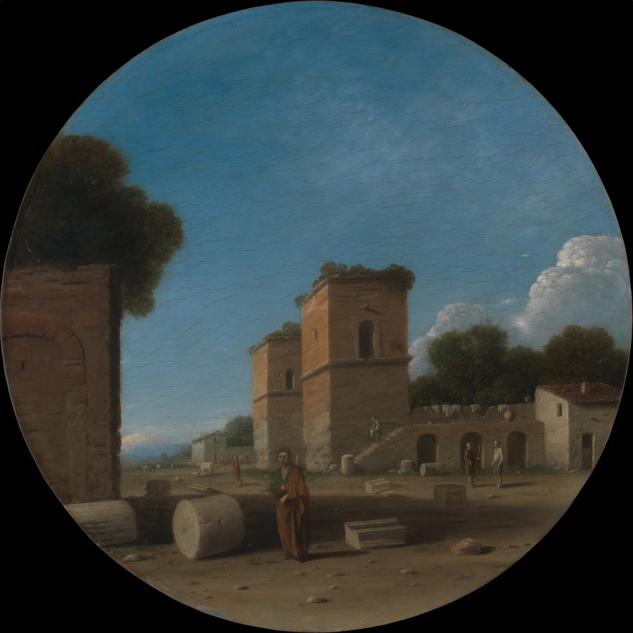 Un paysage romain avec des personnages - Goffredo Wals