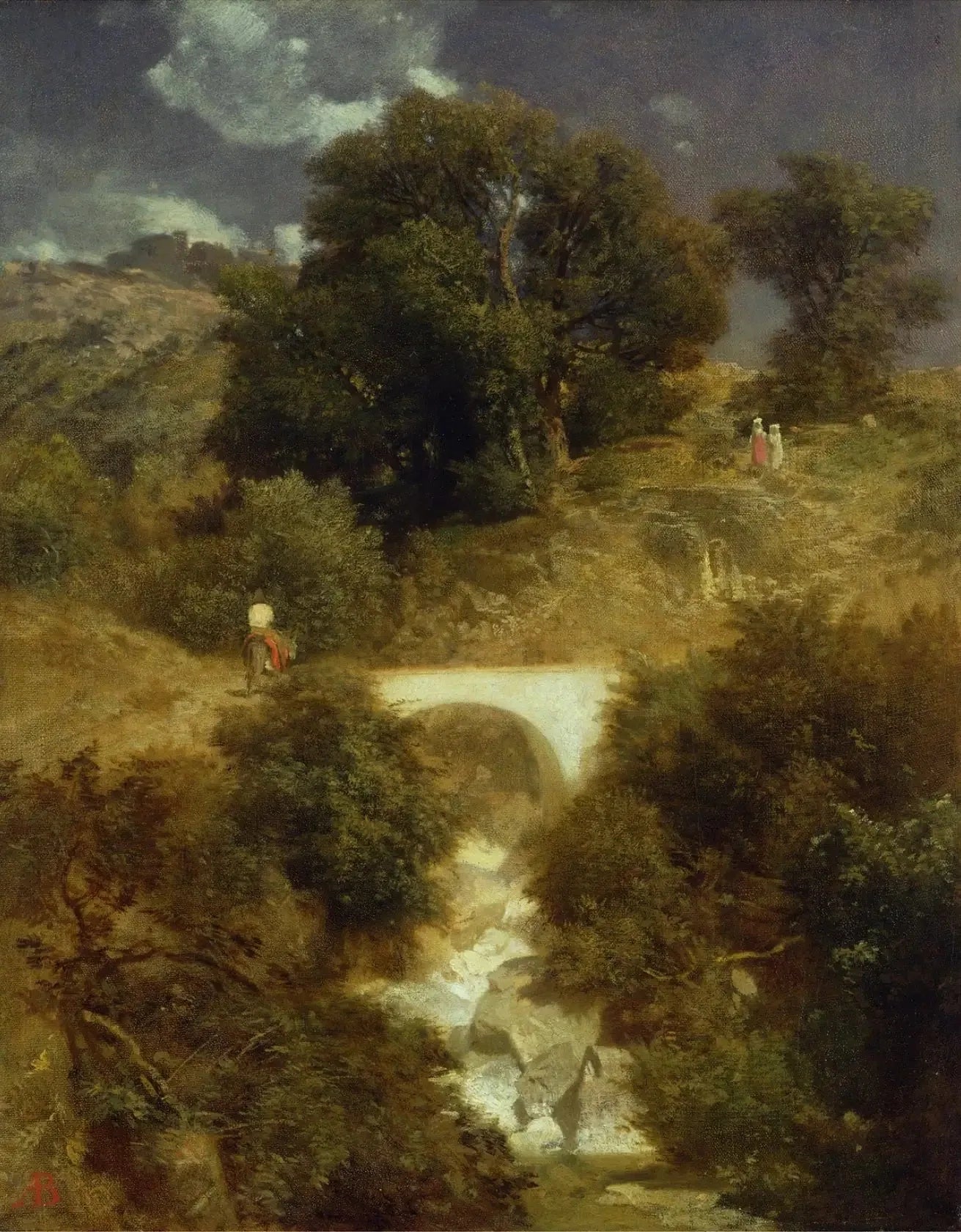 Paysage romain avec un pont - Arnold Böcklin image 1 reproduction d’œuvre d’art à l’huile
