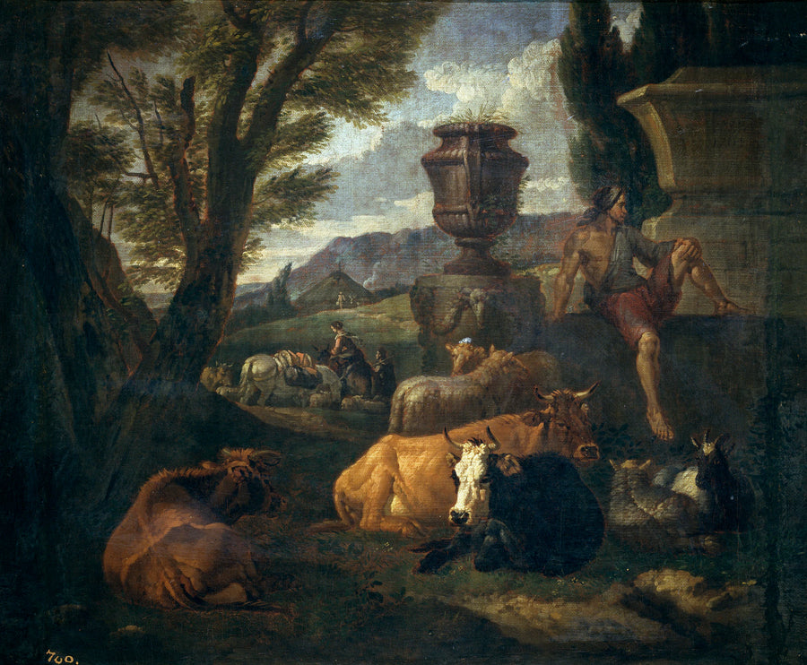 Paysage romain (le Campo Vacino à Rome) - Pieter van Bloemen