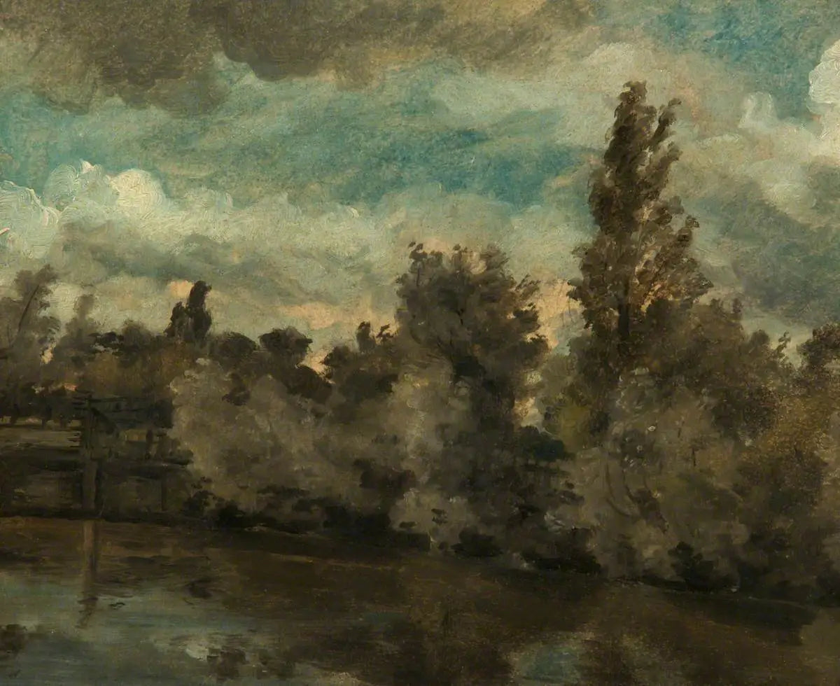 Paysage (ruisseau avec une rangée d'arbres) - John Constable image 1 reproduction artisanale de tableau