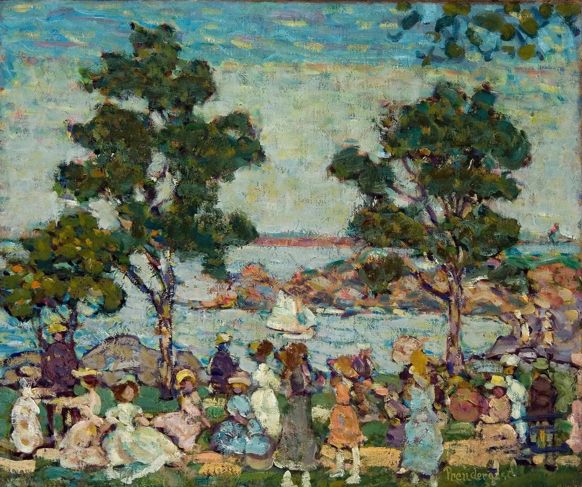 Paysage (scène de parc) - Maurice Prendergast image 1 tableau peint à l’huile sur toile