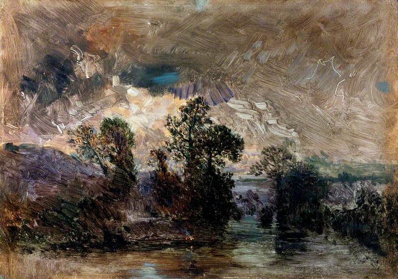 Paysage sous un ciel orageux - Théodore Rousseau image 1 copie de tableau peinte à la main