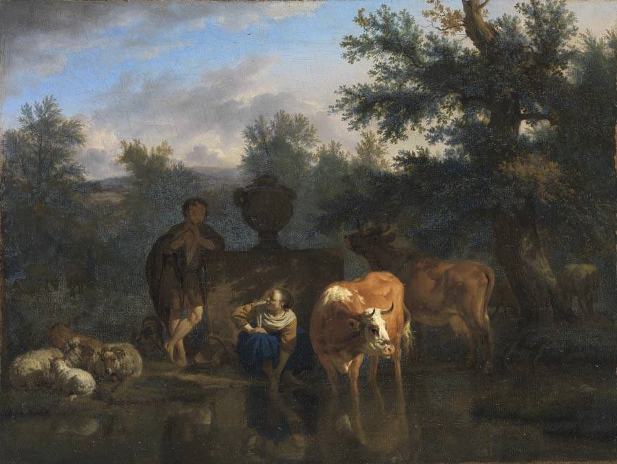 Paysages avec des troupeaux de bétail et des bergers - Adriaen van de Velde image 1 reproduction d’œuvre d’art à l’huile