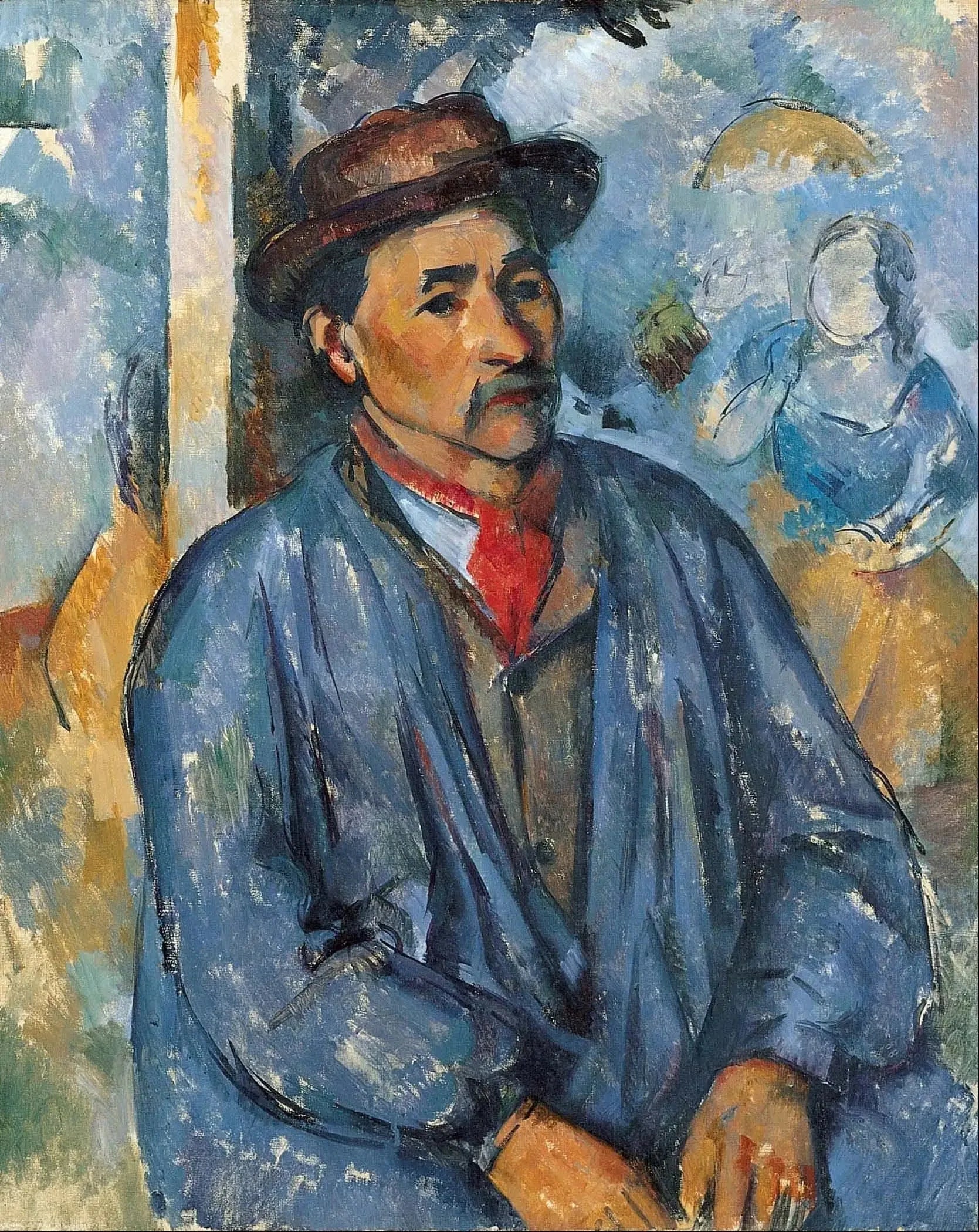 Paysan en blouse bleue - Paul Cézanne image 1 copie de tableau peinte à la main
