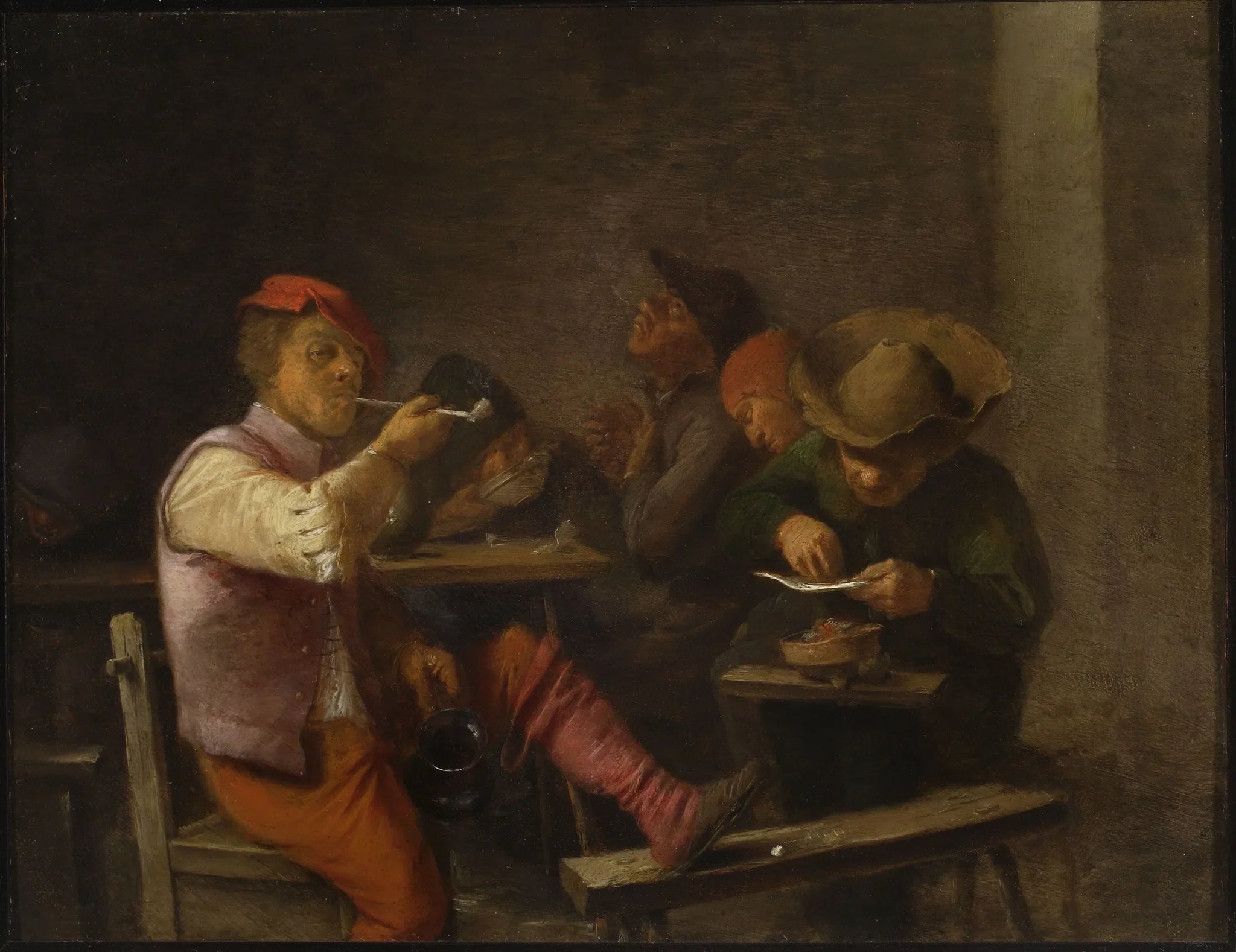Paysan fumant du tabac dans une taverne - Adriaen Brouwer image 1 reproduction réalisée par Alpha Reproduction