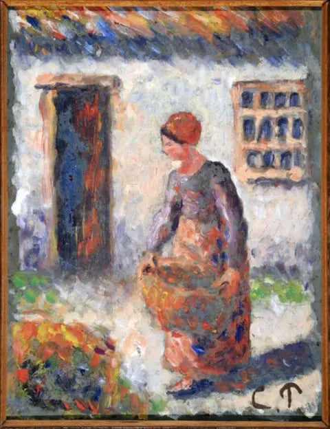 Paysanne à la manière - Camille Pissarro image 1 copie peinte à la main à l’huile