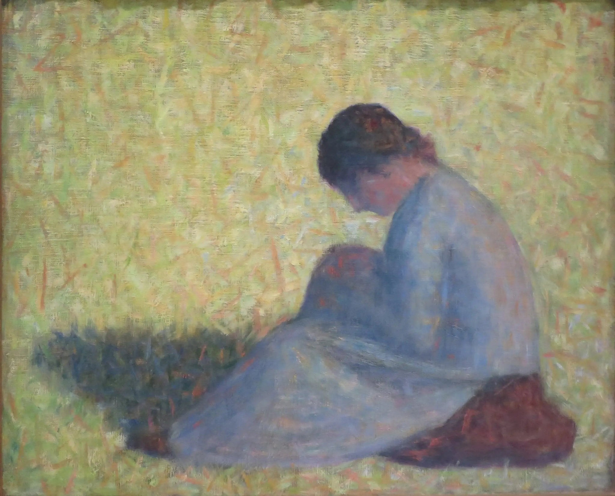 Paysanne assise dans l'herbe - Georges Seurat image 1 copie peinte à la main à l’huile