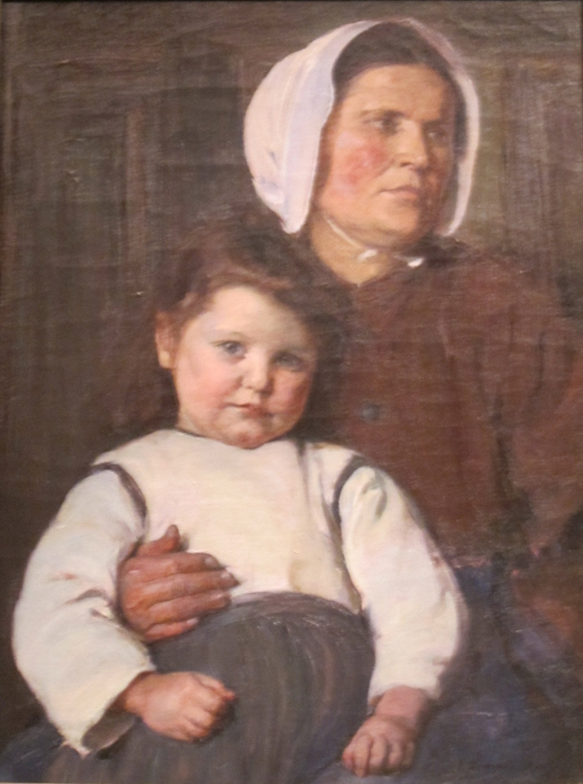 Paysanne normande et son enfant - Elizabeth Nourse image 1 tableau peint à l’huile sur toile