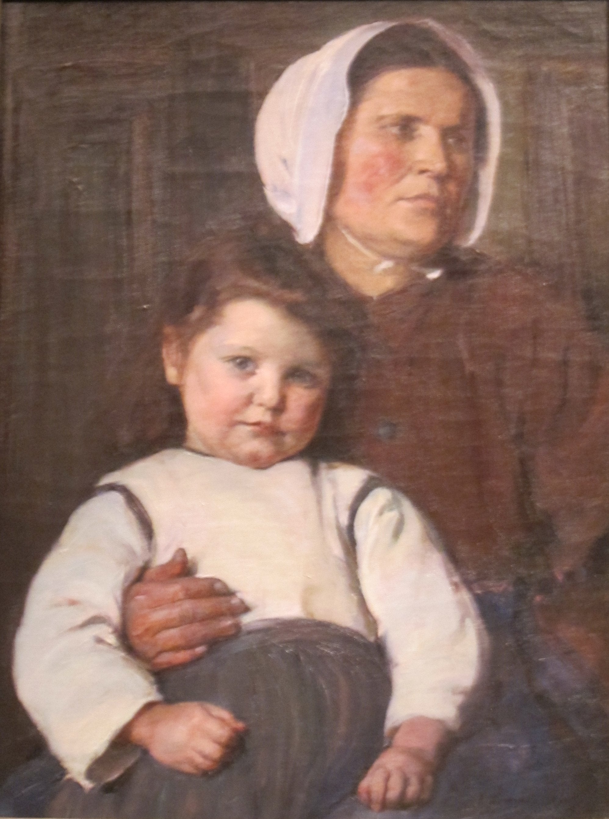 Paysanne normande et son enfant - Elizabeth Nourse image 1 tableau peint à l’huile sur toile