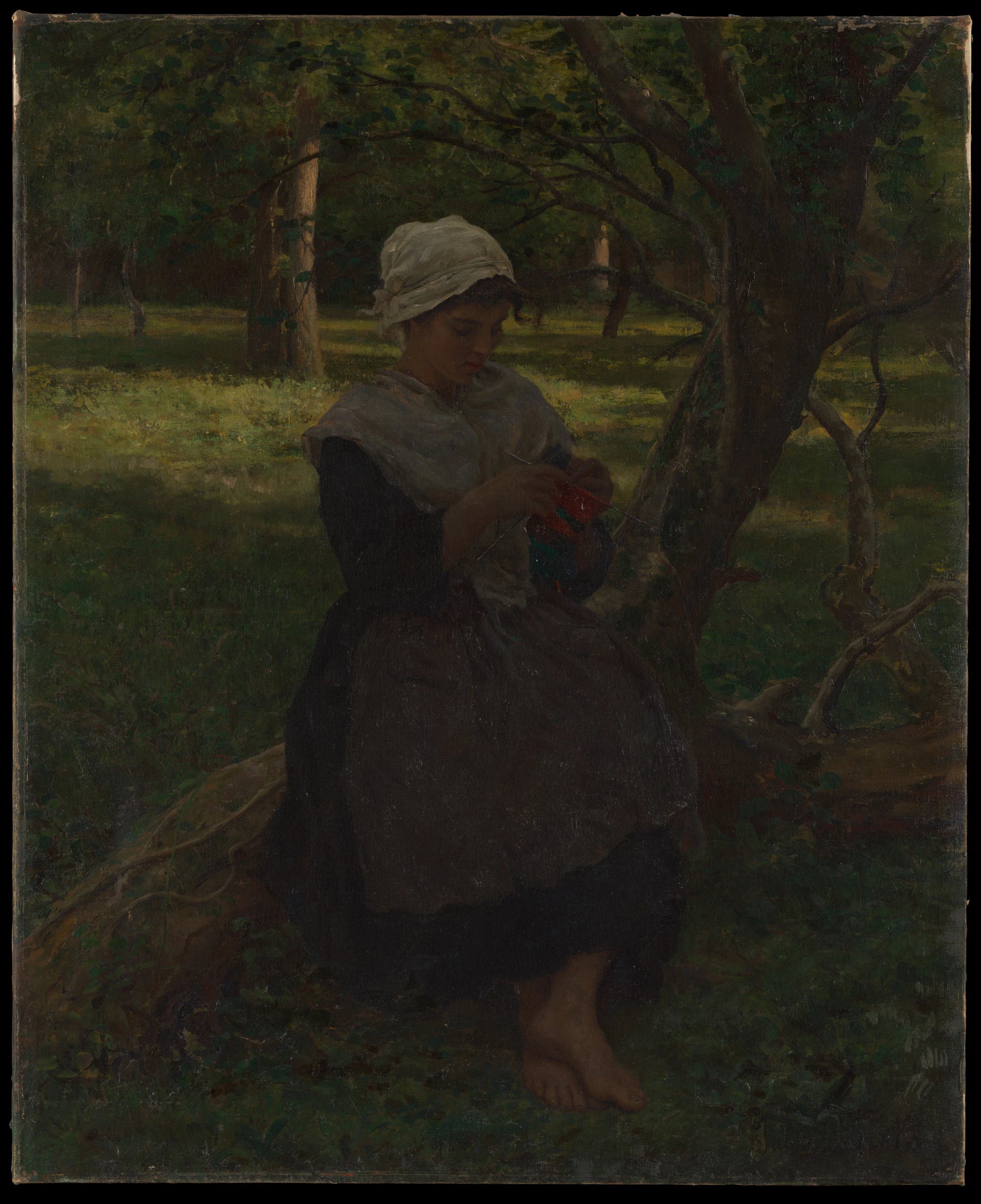 Une paysanne qui tricote - Jules Breton