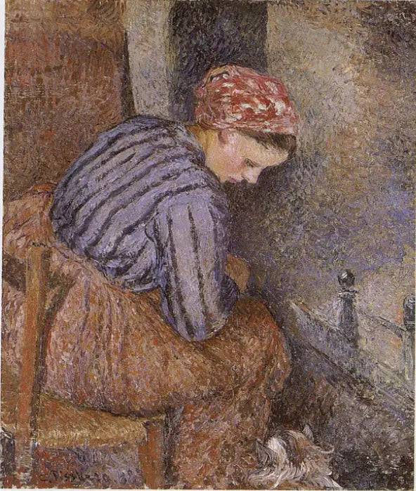 Paysanne se chauffant - Camille Pissarro image 1 tableau peint à l’huile sur toile