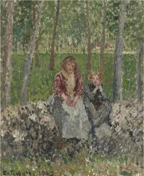 Paysannes sous les arbres à Moret - Camille Pissarro