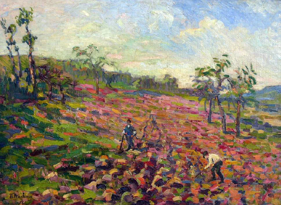 Paysans au champs - Robert Antoine Pinchon image 1 copie peinte à la main à l’huile
