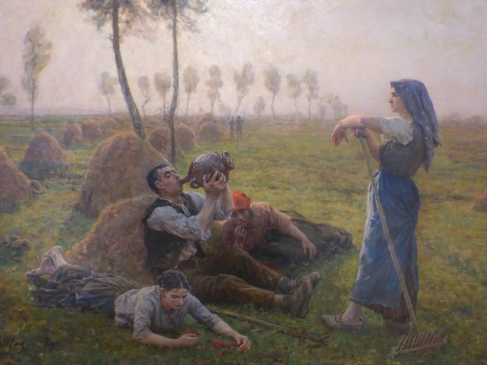 Paysans au repos - Jules Breton image 1 copie de tableau peinte à la main