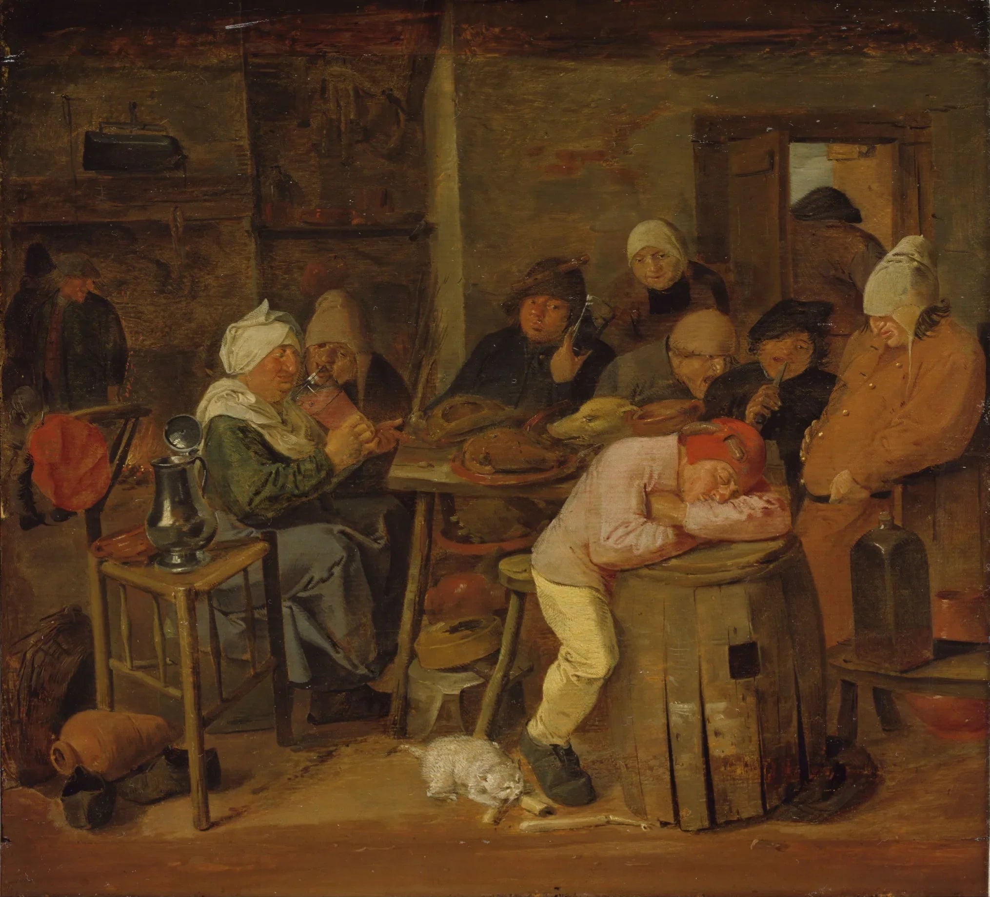 Paysans dans un intérieur - Adriaen Brouwer image 1 copie de tableau peinte à la main