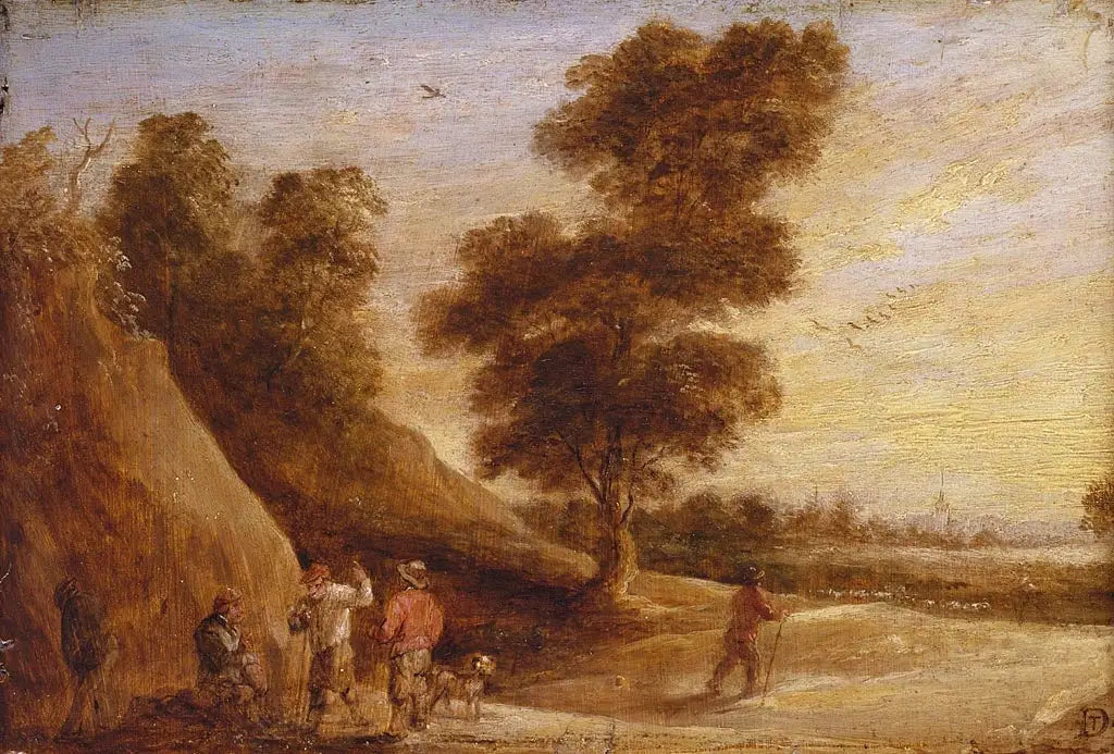Paysans discutant dans un paysage - David Teniers le Jeune image 1 reproduction artisanale de tableau