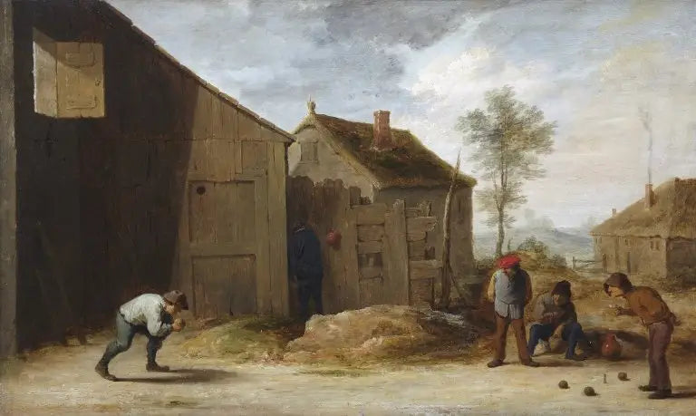 Paysans jouant aux boules - David Teniers le Jeune image 1 reproduction de peinture à l’huile