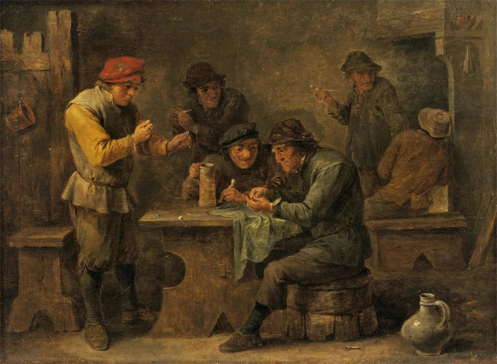 Paysans jouant aux dés - David Teniers le Jeune image 1 reproduction de peinture à l’huile