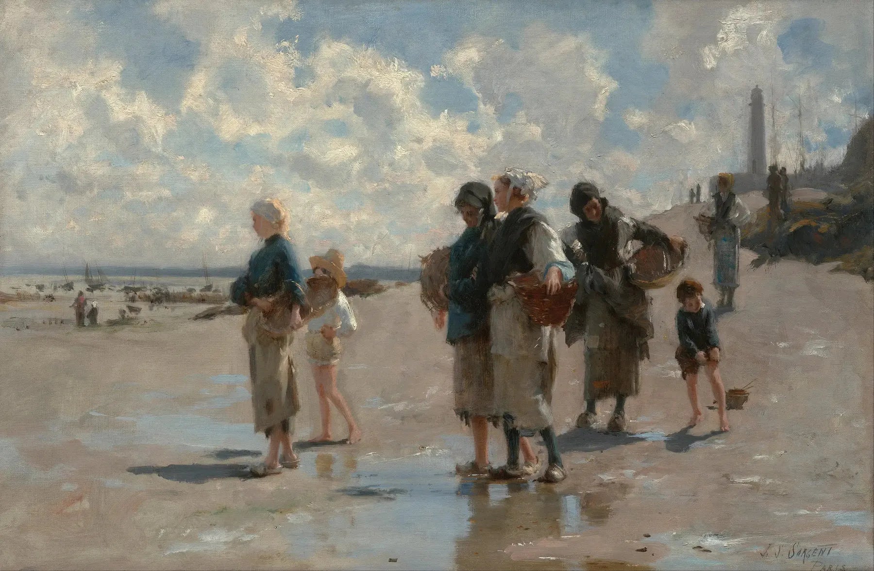Pêche aux huîtres à Cancale - John Singer Sargent image 1 reproduction de peinture à l’huile