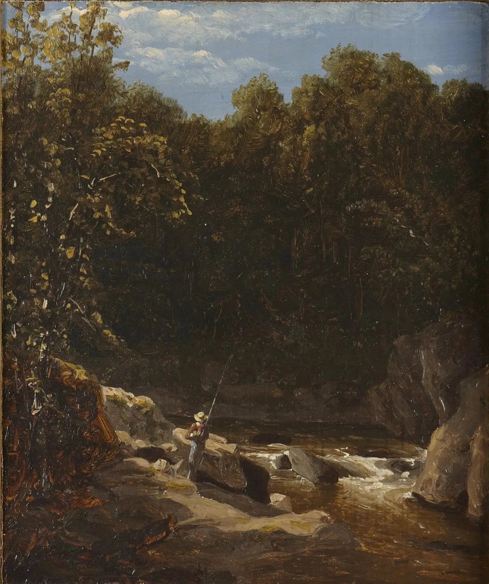 Pêche dans un ruisseau de montagne - Sanford Robinson Gifford image 1 reproduction artisanale de tableau