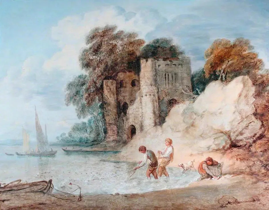 Pêche depuis le rivage - Thomas Gainsborough image 1 copie de tableau peinte à la main