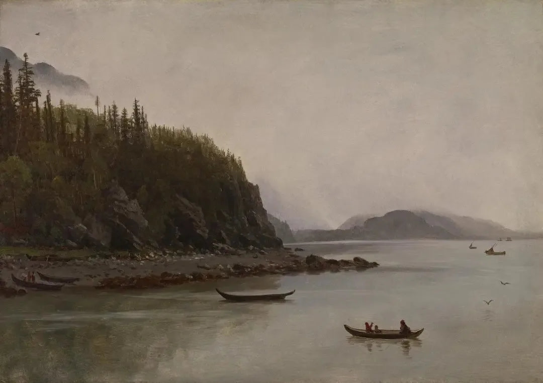 Pêche indienne - Albert Bierstadt image 1 reproduction artisanale de tableau