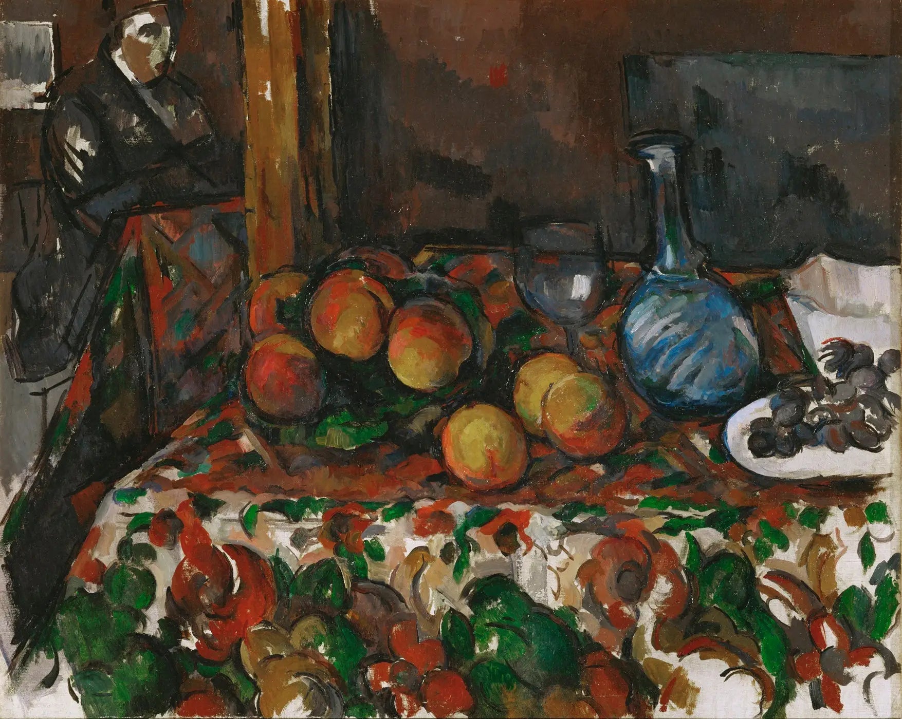 Pêches, carafe et personnage - Paul Cézanne image 1 reproduction artisanale de tableau