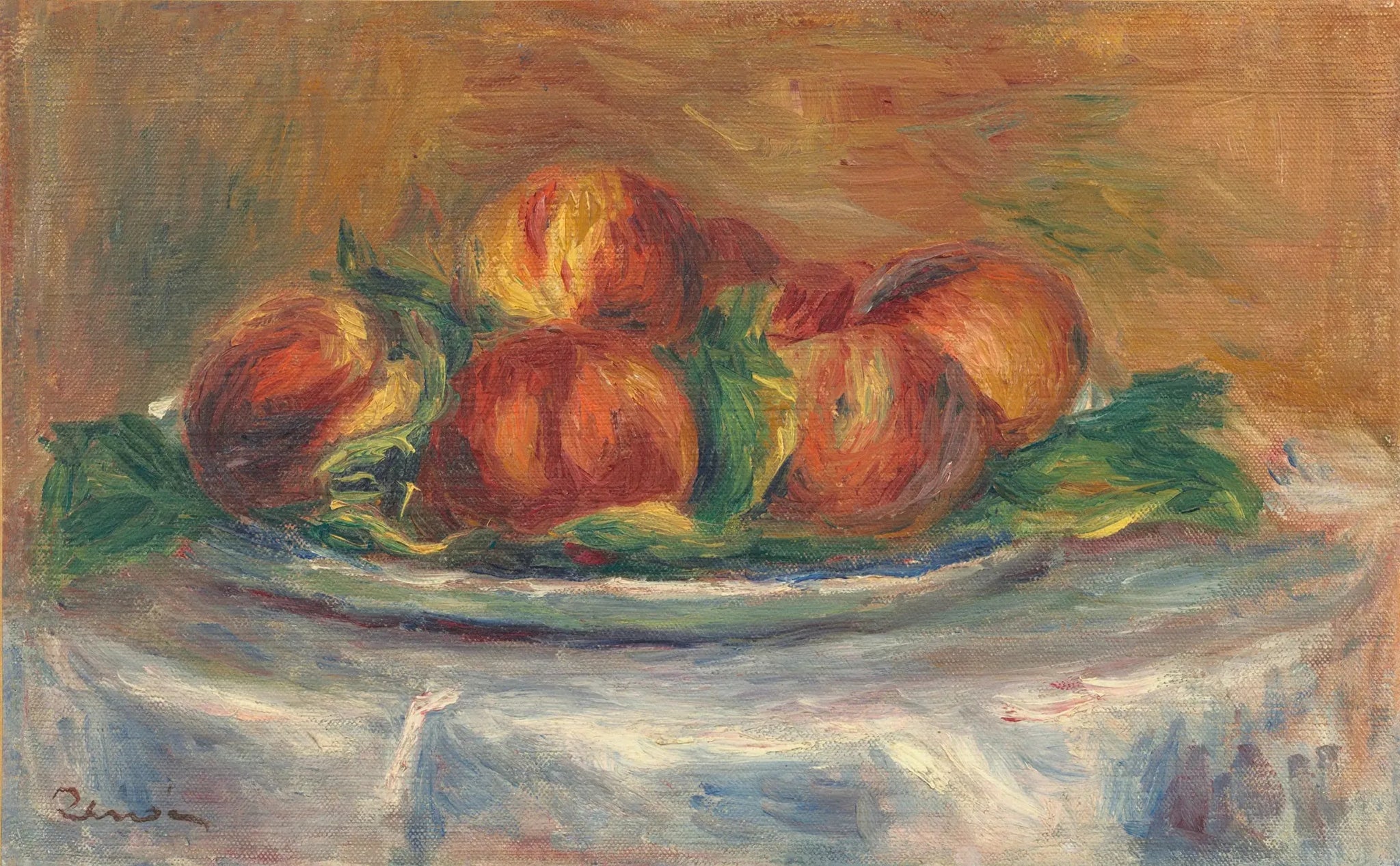 Pêches dans une assiette - Pierre-Auguste Renoir image 1 copie peinte à la main à l’huile