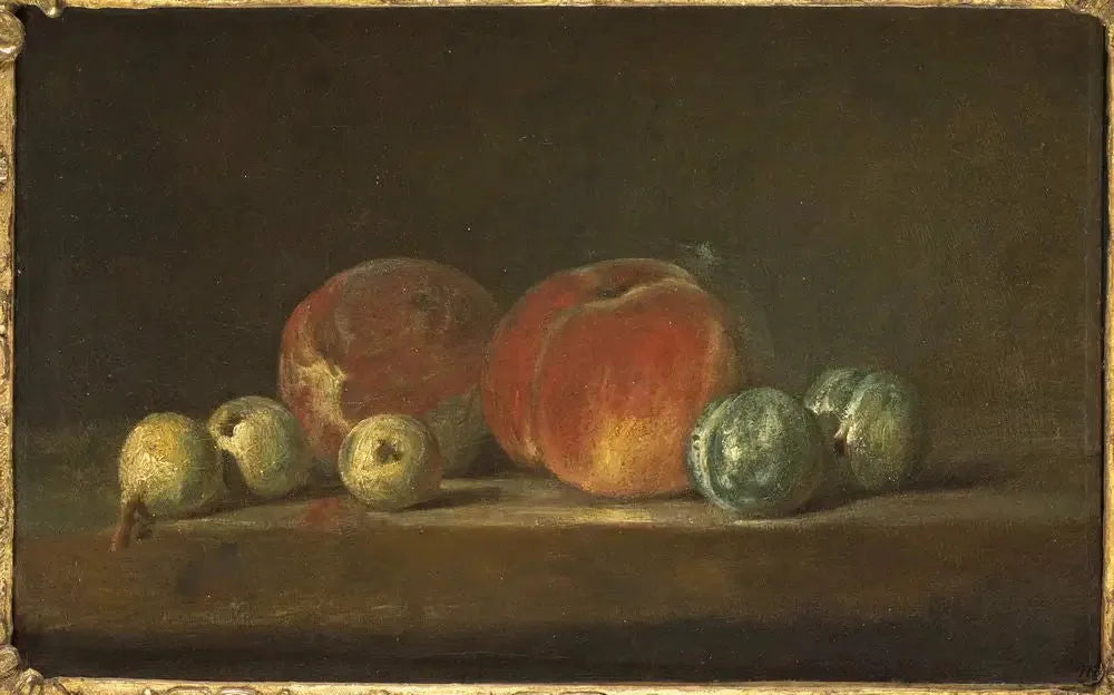 Pêches et Prunes - Jean Siméon Chardin image 1 reproduction de peinture à l’huile