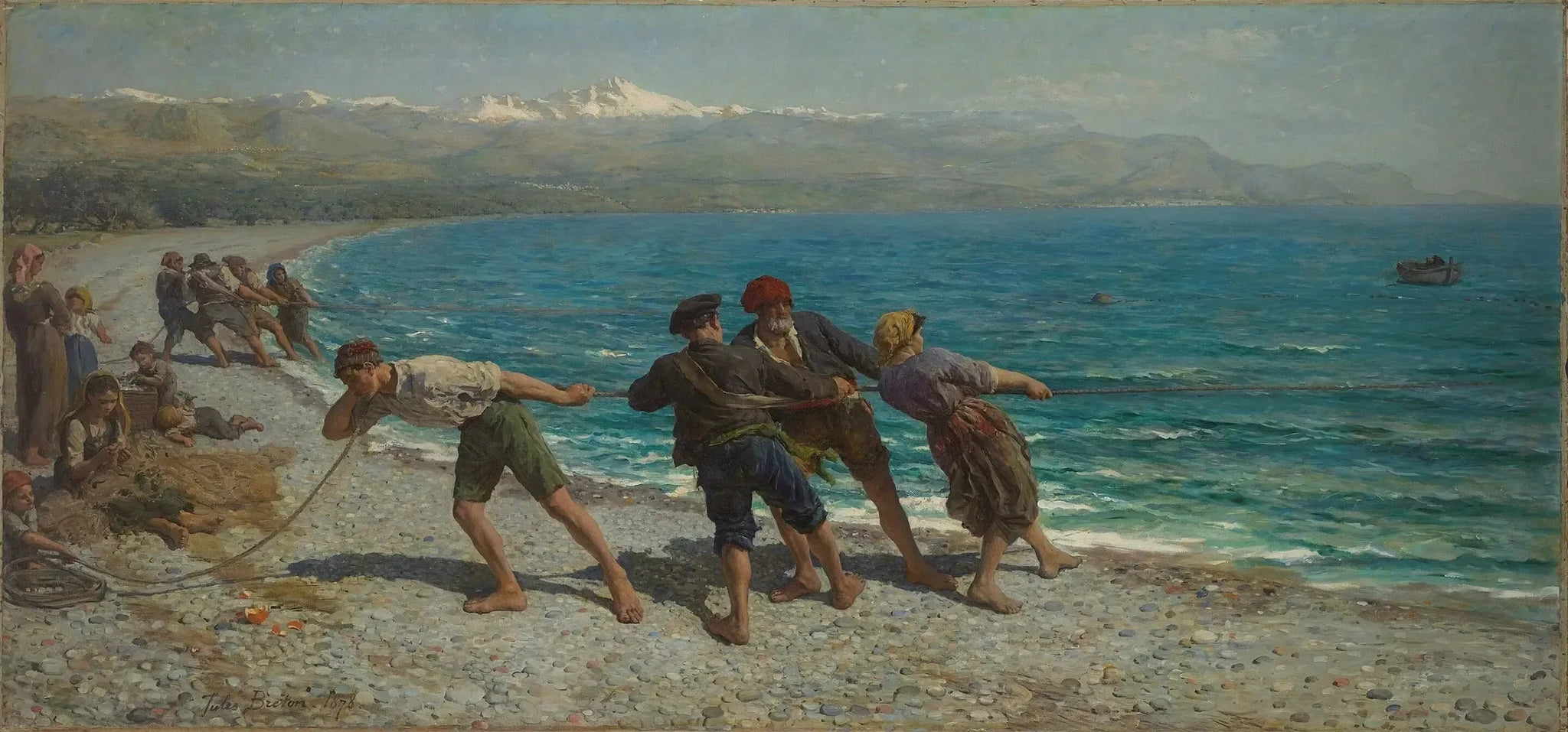 Pêcheurs à Menton - Jules Breton image 1 reproduction artisanale de tableau