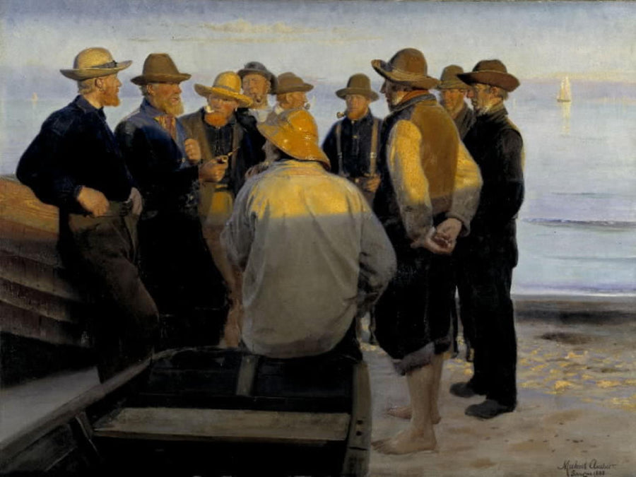Pêcheurs au bord de la mer par une soirée d'été - Michael Peter Ancher