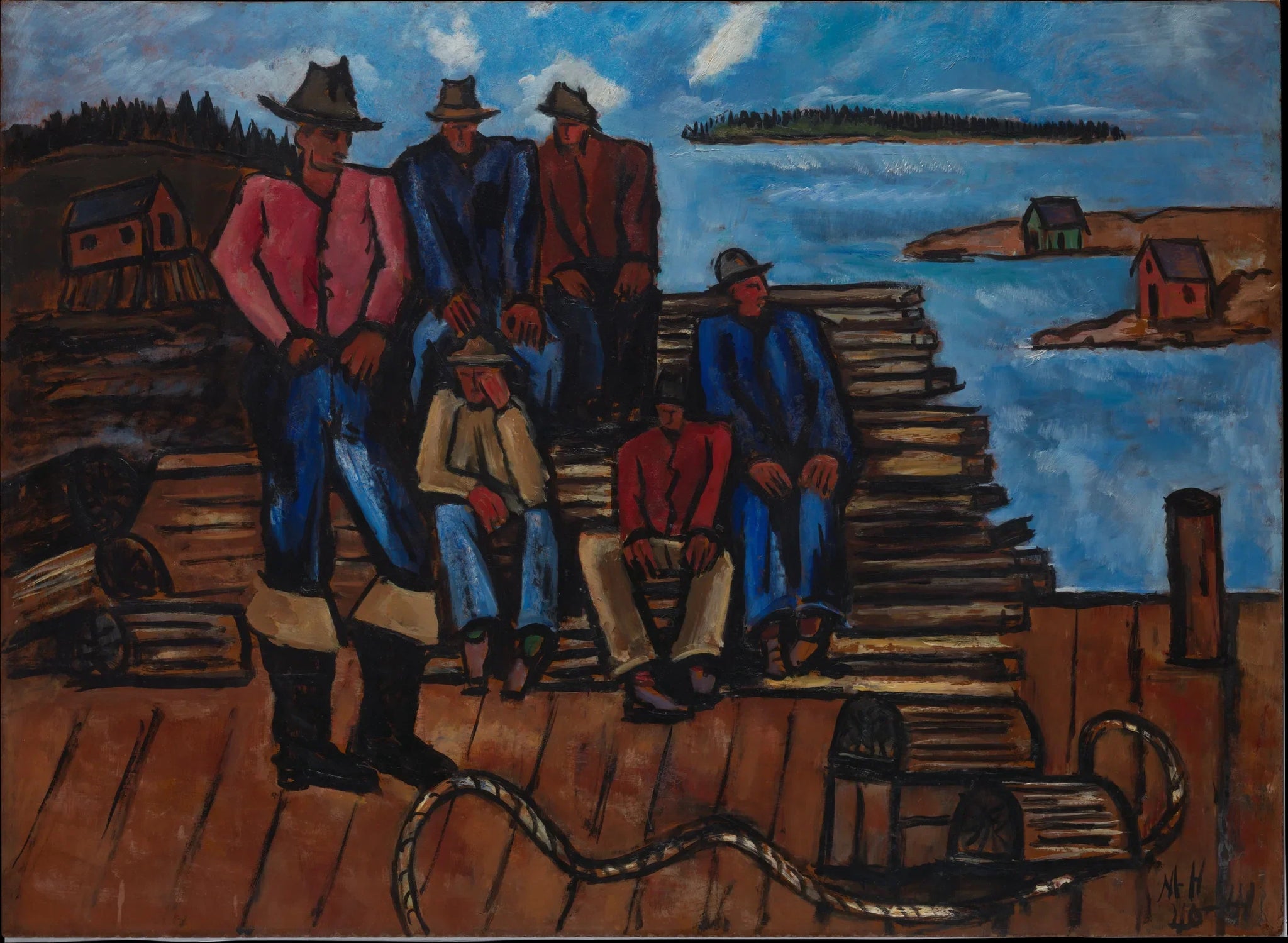 Pêcheurs de homard - Marsden Hartley image 1 reproduction artisanale de tableau