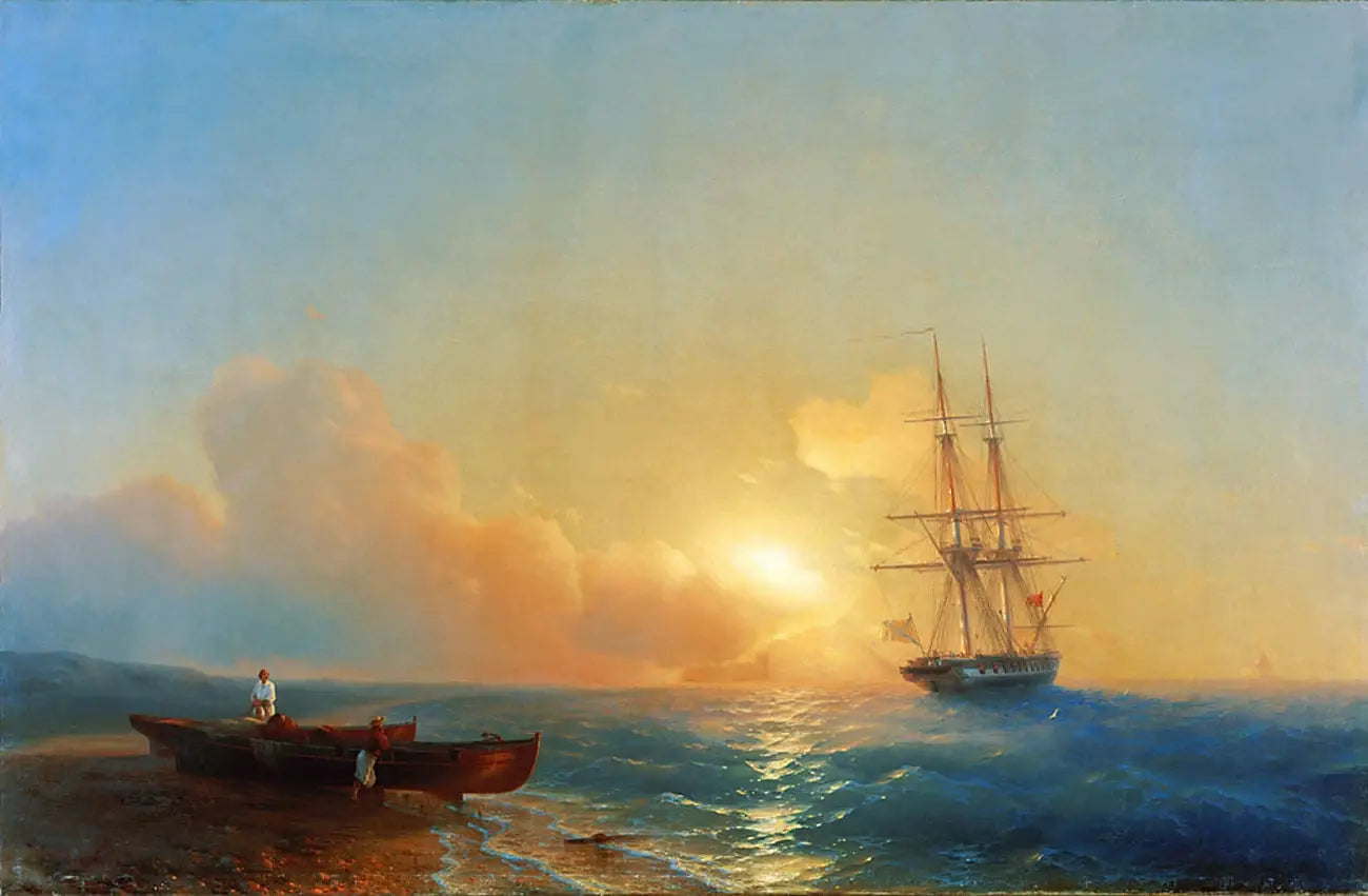 Pêcheurs sur la plage - Ivan Aïvazovski image 1 tableau peint à l’huile sur toile