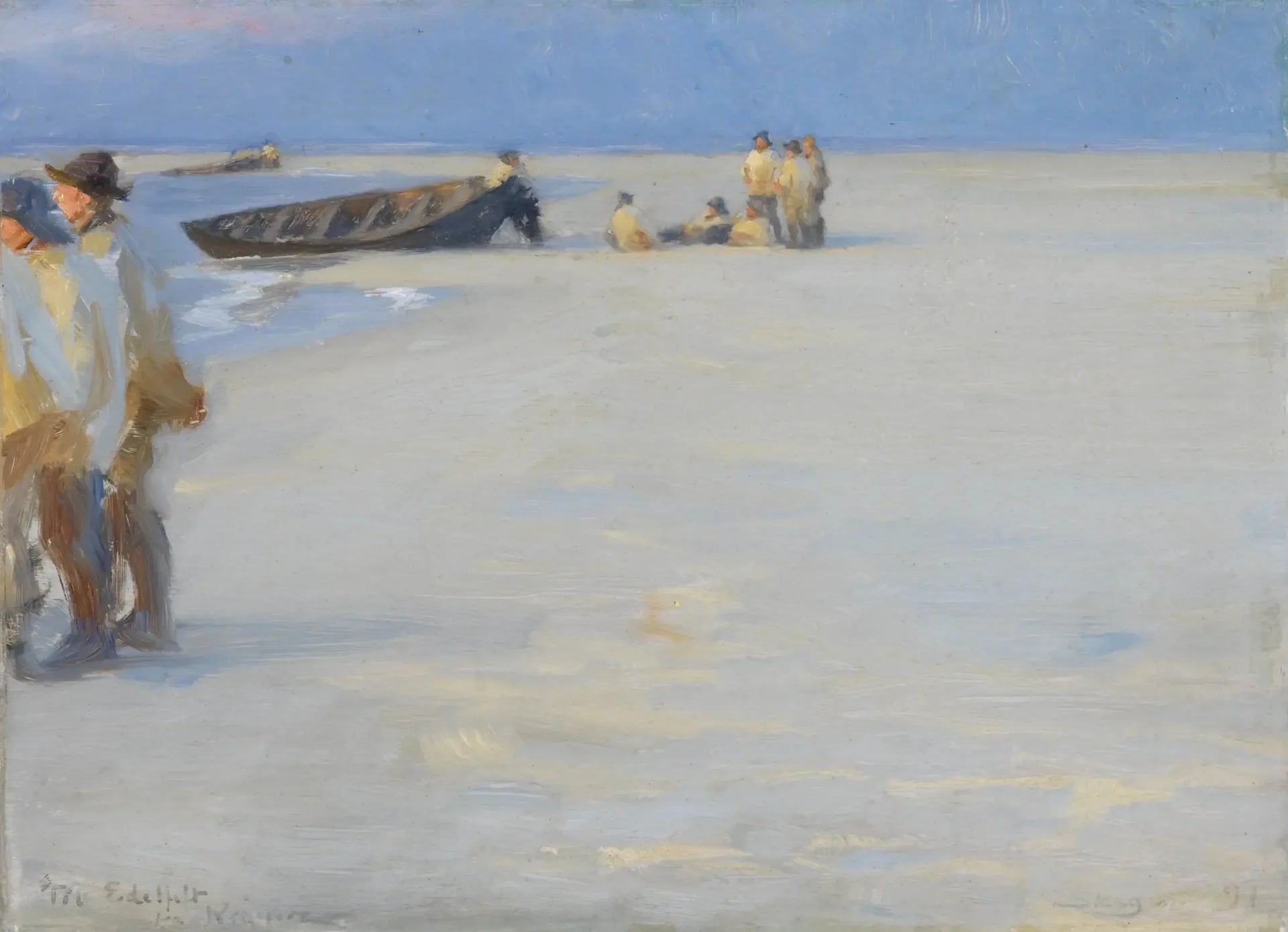 Pêcheurs sur la plage nord de Skagen. Soirée d'été. - Peder Severin Krøyer image 1 reproduction de peinture à l’huile