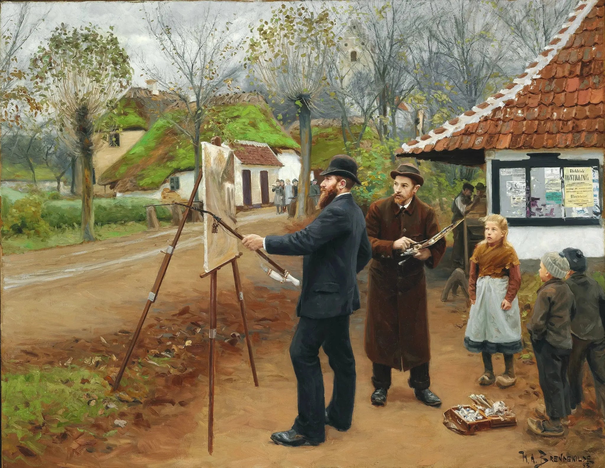 Peinture de L. A. Ring près de la forge d'Aasum - H. A. Brendekilde image 1 reproduction d’œuvre d’art à l’huile