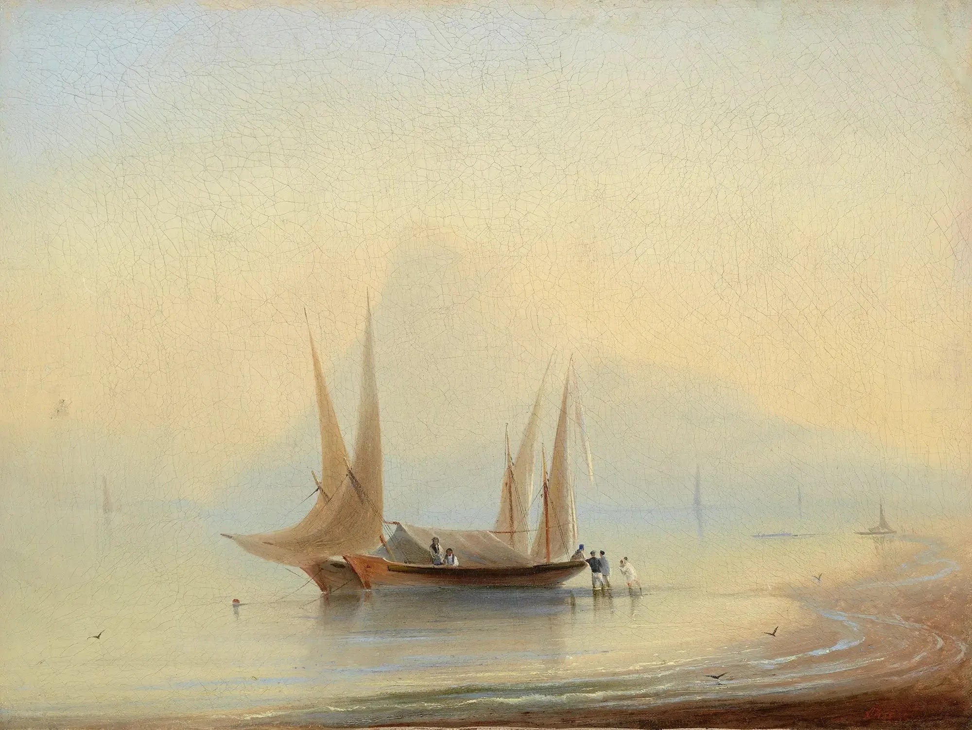 Péniche au bord de la mer - Ivan Aïvazovski image 1 copie peinte à la main à l’huile