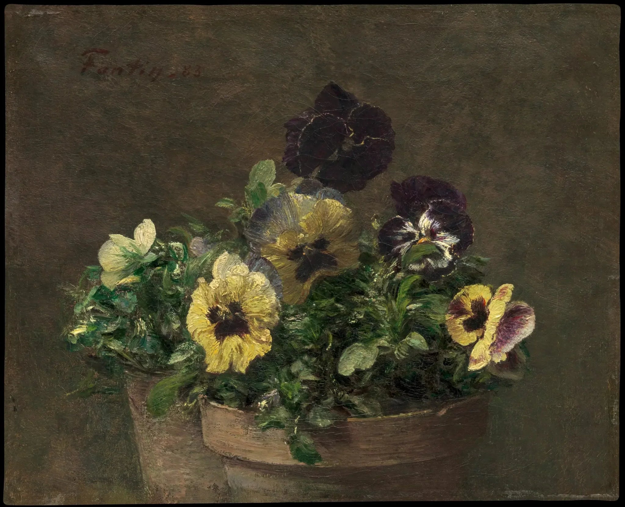 Pensées en pot - Henri Fantin-Latour image 1 reproduction artisanale de tableau