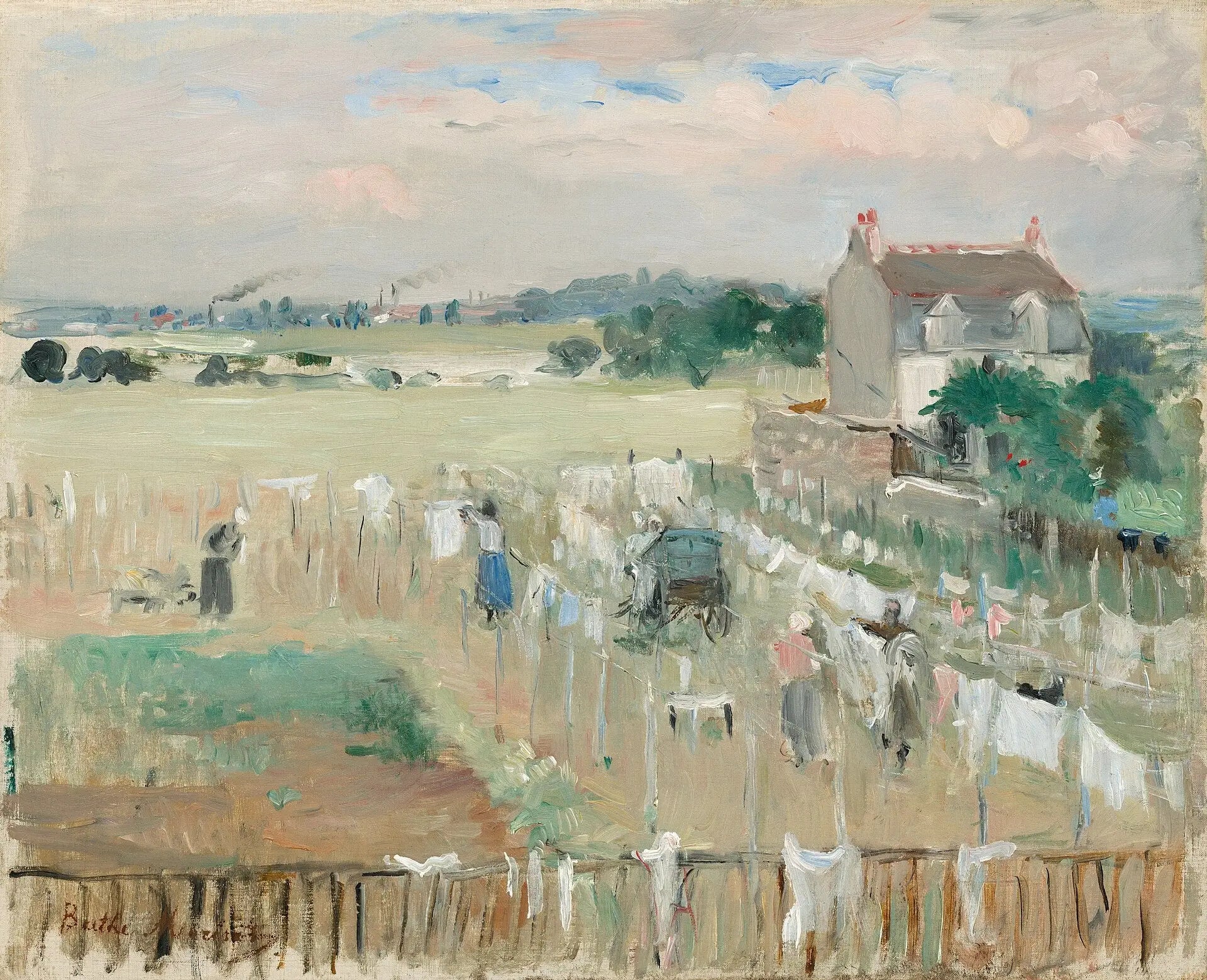 Percher de blanchisseuses - Berthe Morisot image 1 reproduction artisanale de tableau