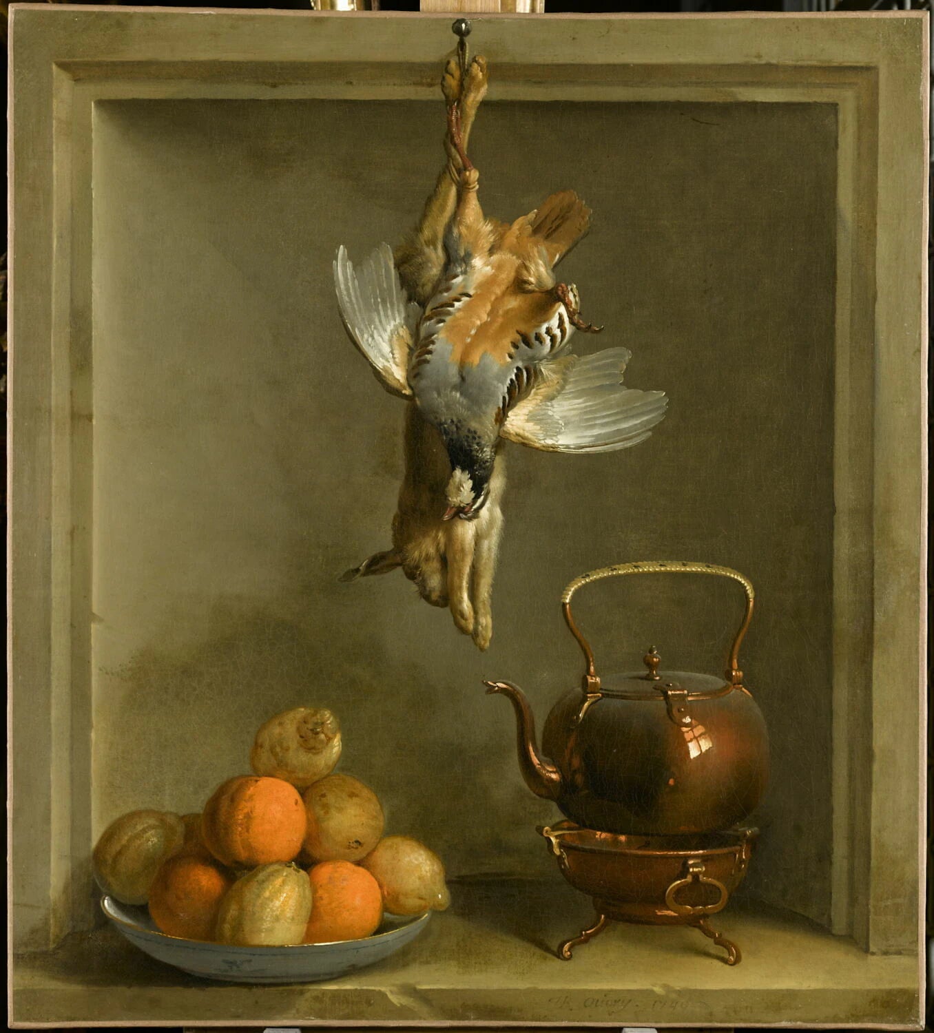 Perdrix rouge, lapin, citrons, oranges et bouilloire - Jean-Baptiste Oudry