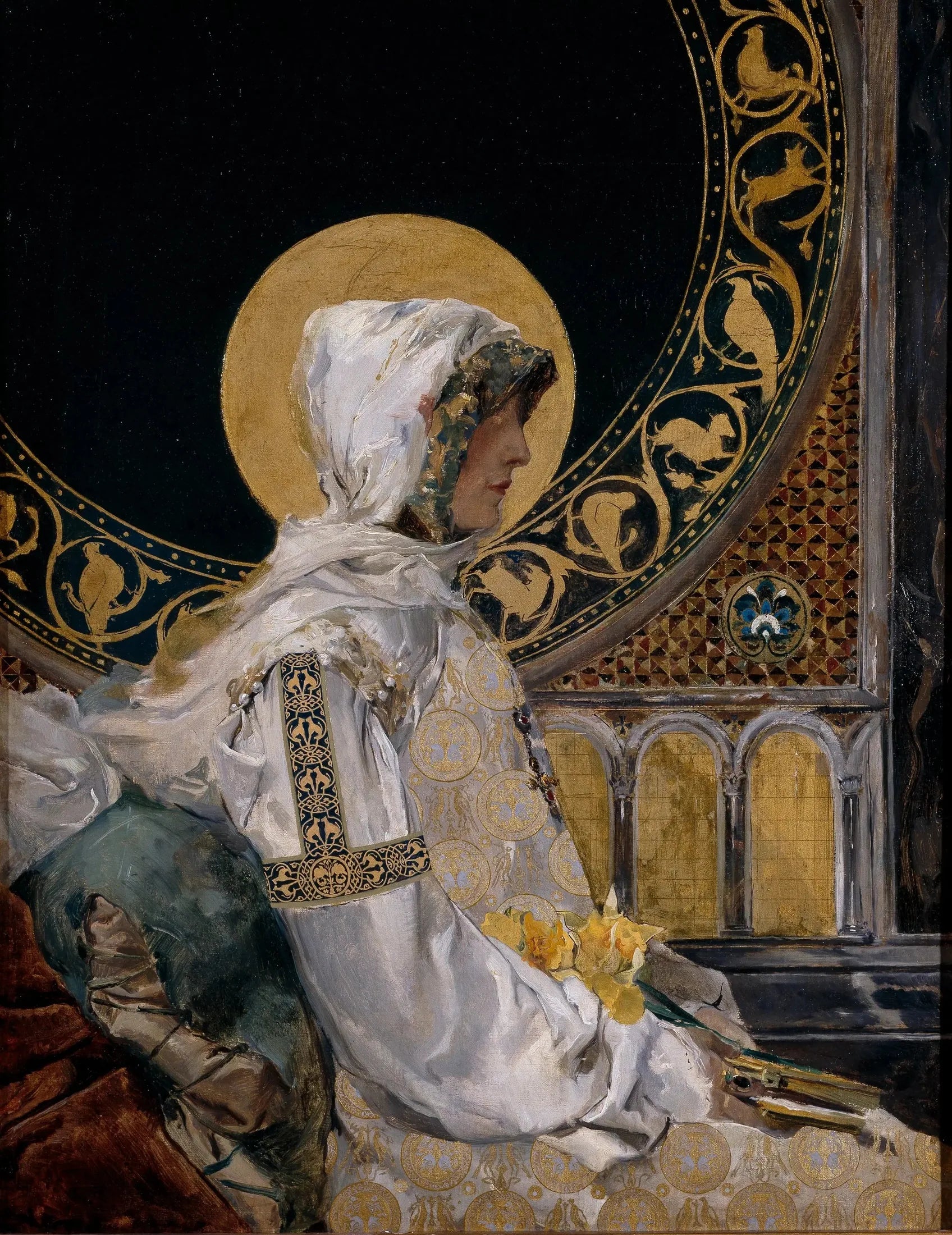 Père Noël en prière - Joaquín Sorolla image 1 reproduction de peinture à l’huile