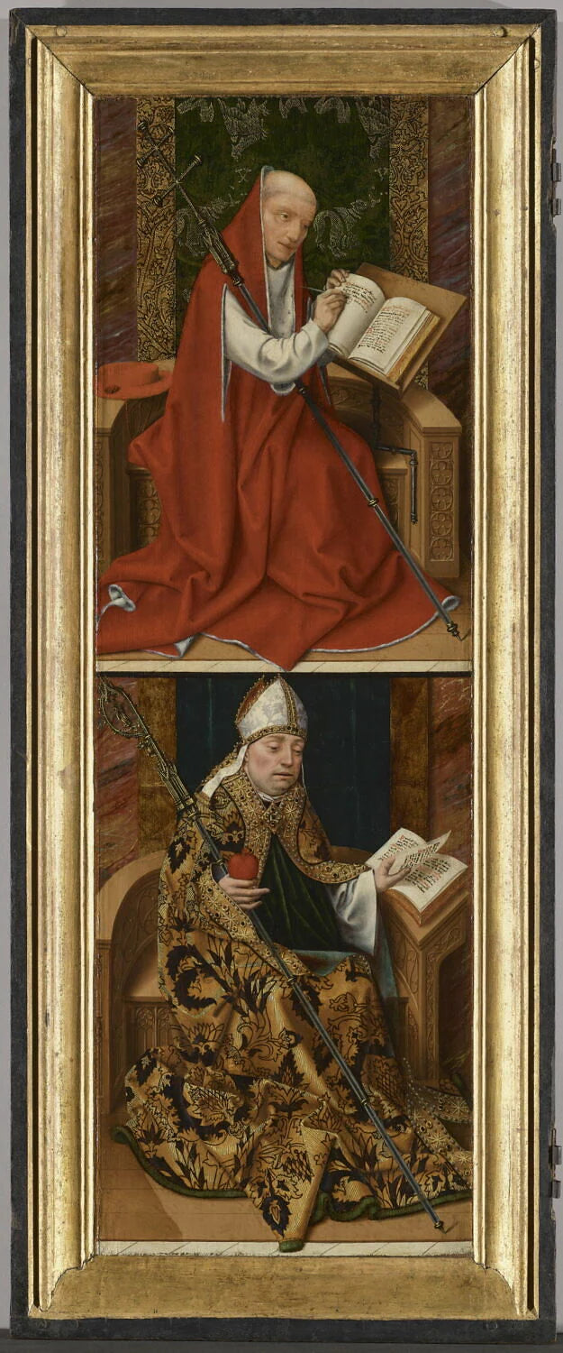 Pères de l'Église : saint Jérôme (en haut) et saint Augustin (en bas) - Artiste inconnu