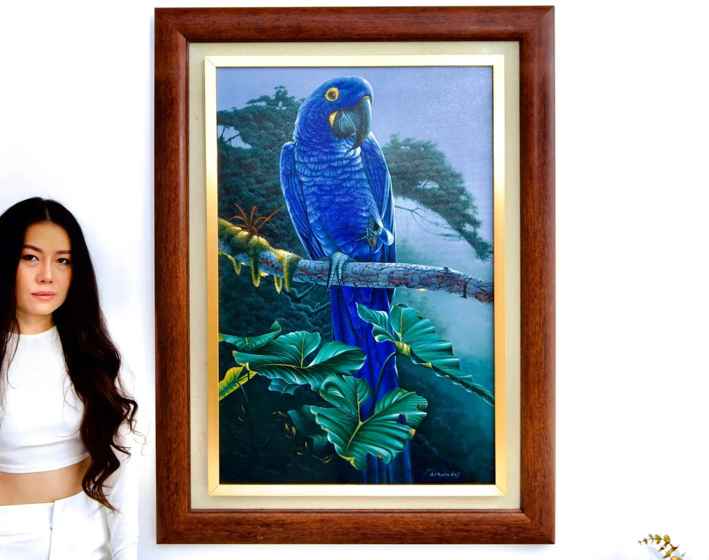 Perroquet Bleu dans la Jungle | 60 x 90 cm image 2 reproduction réalisée par Alpha Reproduction